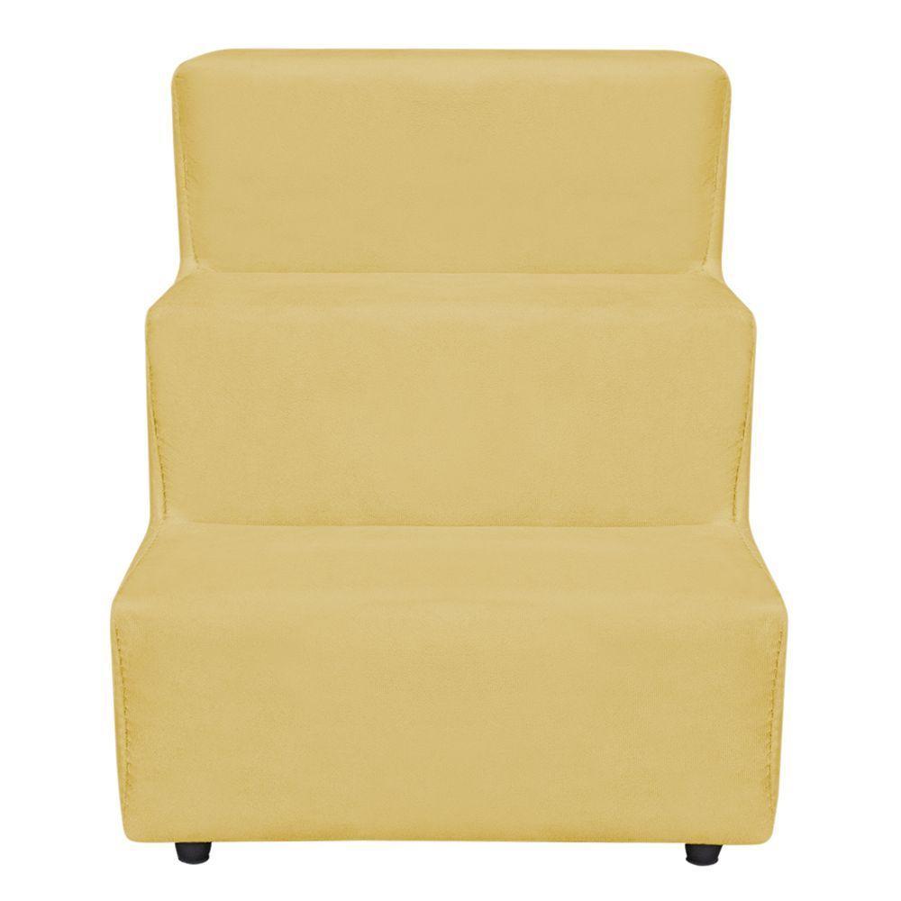Escadinha Pet 3 Degraus Cachorro E Gato Veludo Amarelo - 4