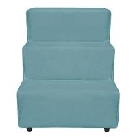 Escadinha Pet 3 Degraus Cachorro E Gato Veludo Azul Turquesa