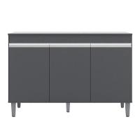 Balcão Gabinete Cozinha 120cm Manu 3 Portas Sem Tampo Ajl Cinza - 1