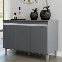 Balcão Gabinete Cozinha 120cm Manu 3 Portas Sem Tampo Ajl Cinza