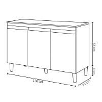 Balcão Gabinete Cozinha 120cm Manu 3 Portas Sem Tampo Ajl - 4
