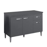 Balcão Cozinha Gabriela 3 Porta 120cm S-t Ajl Cinza - 1