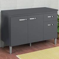 Balcão Cozinha Gabriela 3 Porta 120cm S-t Ajl Cinza - 3