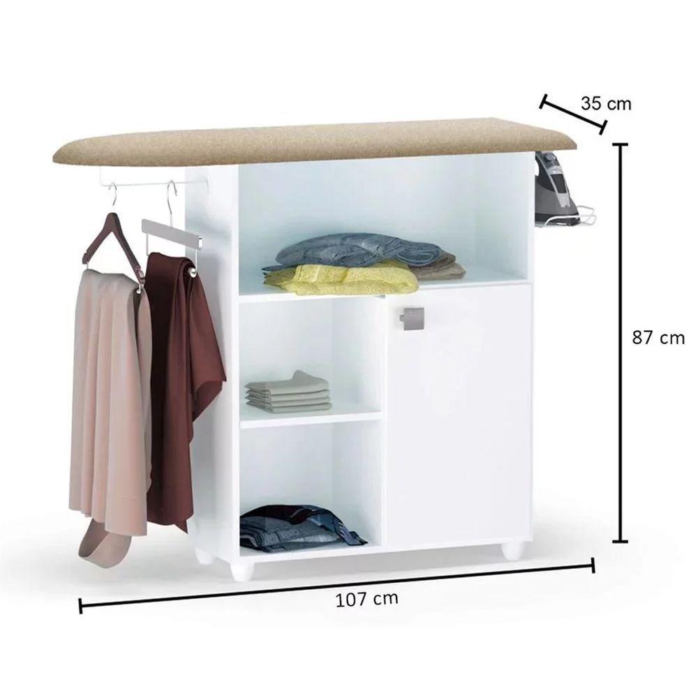 Tabua De Passar Roupa Mariana Gabinete Multiuso Ajl Móveis Branco - 3