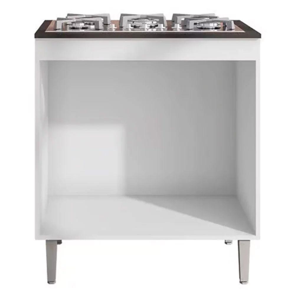 Balcão Cooktop 80cm Andréia 1 Porta Ajl Móveis Amêndola Preto - 2