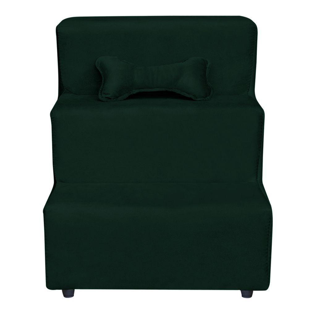 Escadinha Pet 3 Degraus Cachorro E Gato Veludo Verde - 1