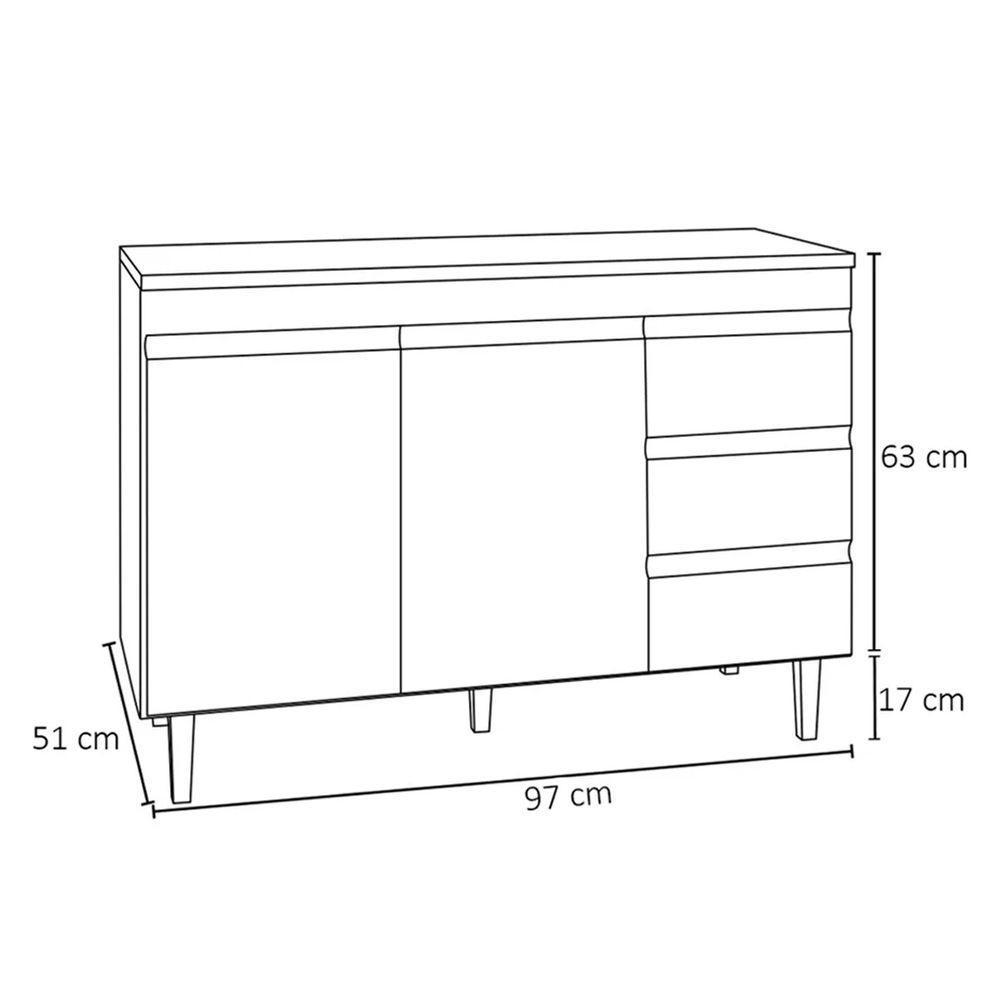 Balcão Gabinete Cozinha Andreia 100cm 2 Porta S-t Ajl Móveis - 4