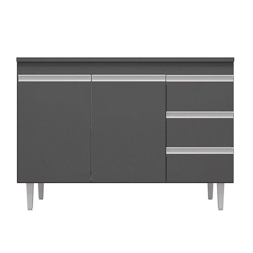 Balcão Gabinete Cozinha Andreia 100cm 2 Porta S-t Ajl Móveis Cinza - 1