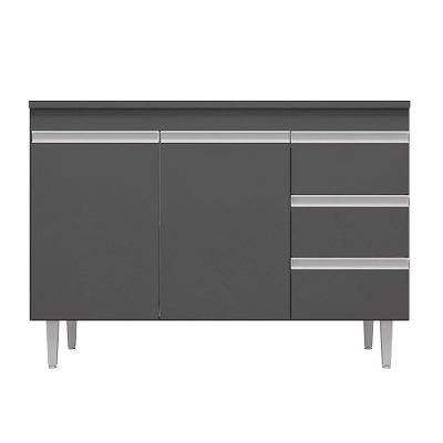 Balcão Gabinete Cozinha Andreia 100cm 2 Porta S-t Ajl Móveis Cinza