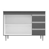 Balcão Gabinete Cozinha Andreia 100cm 2 Porta S-t Ajl Móveis Cinza - 3