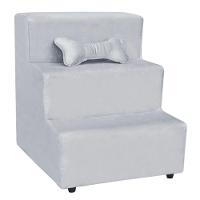 Escadinha Pet 3 Degraus Cachorro E Gato Veludo Cinza - 2