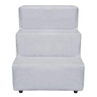 Escadinha Pet 3 Degraus Cachorro E Gato Veludo Cinza