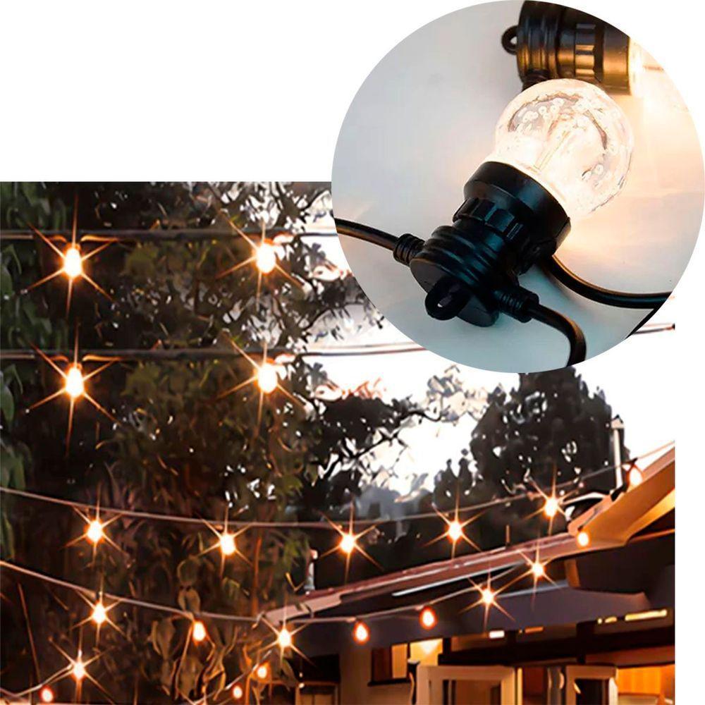Pisca Cordão Varal Solar Natal 10 Lâmpadas Leds Amarelo 5m - 1