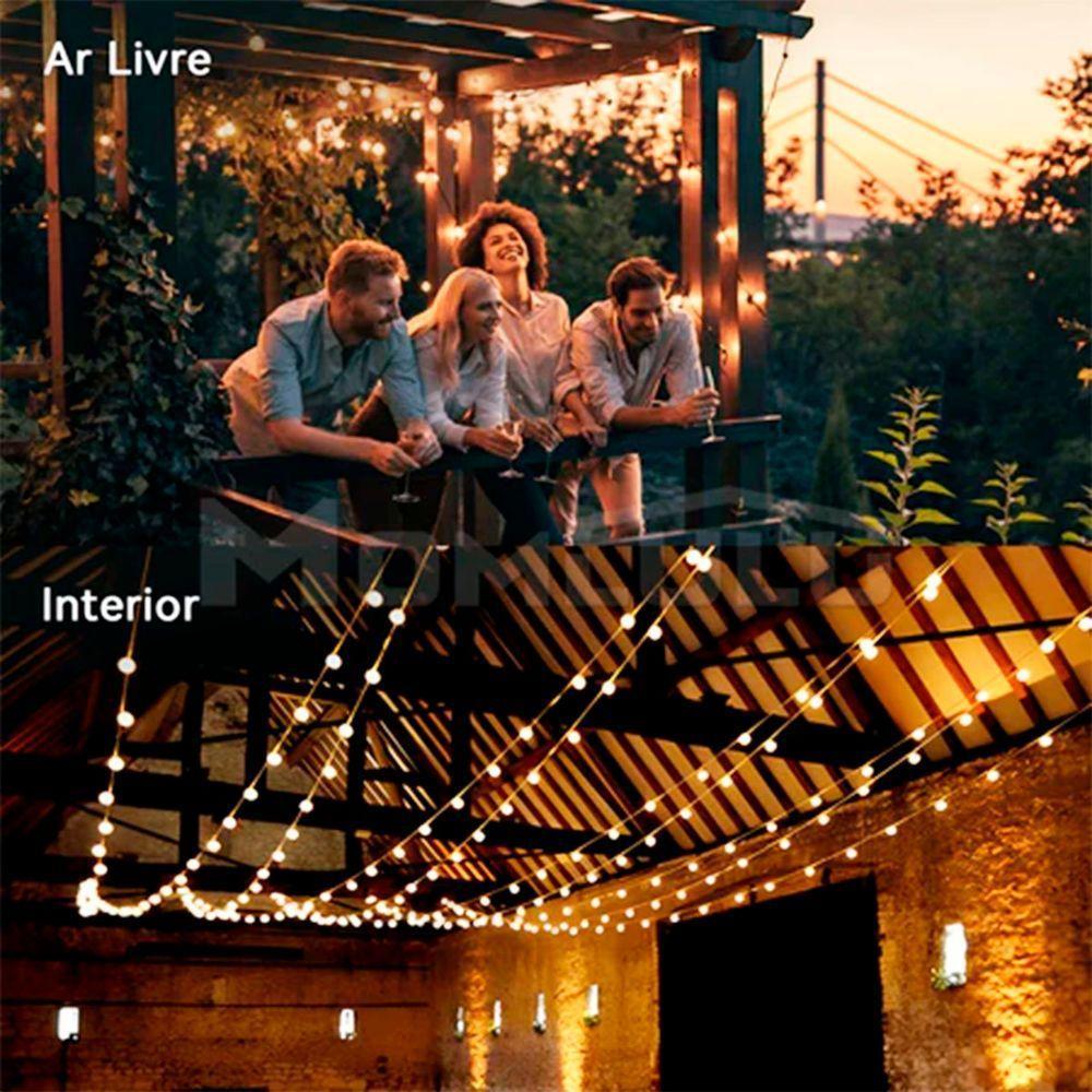 Pisca Cordão Varal Solar Natal 10 Lâmpadas Leds Amarelo 5m - 2