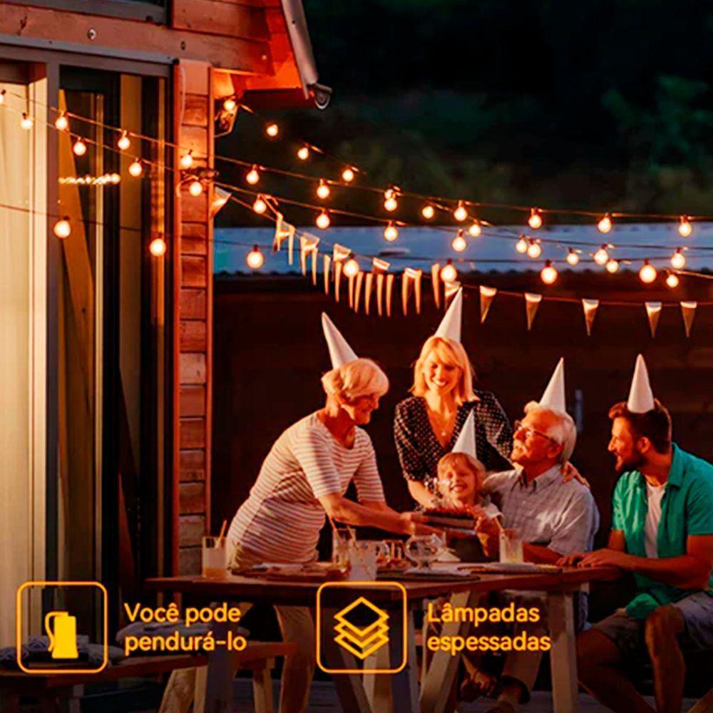Pisca Cordão Varal Solar Natal 10 Lâmpadas Leds Amarelo 5m - 3