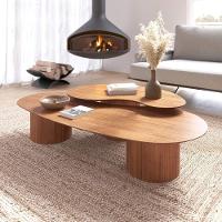 Conjunto Mesa De Centro Orgânica Lake Em Madeira Mel - 1