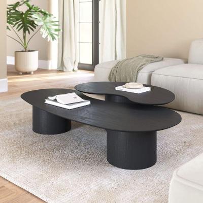 Conjunto Mesa De Centro Orgânica Lake Em Madeira Preto