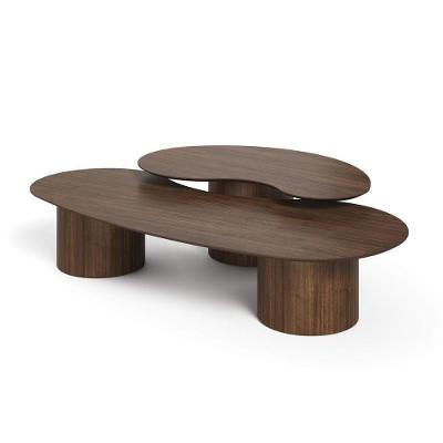 Conjunto Mesa De Centro Orgânica Lake Em Madeira Castanho