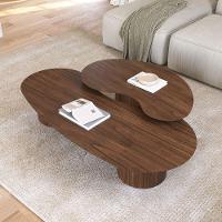 Conjunto Mesa De Centro Orgânica Lake Em Madeira Castanho - 4