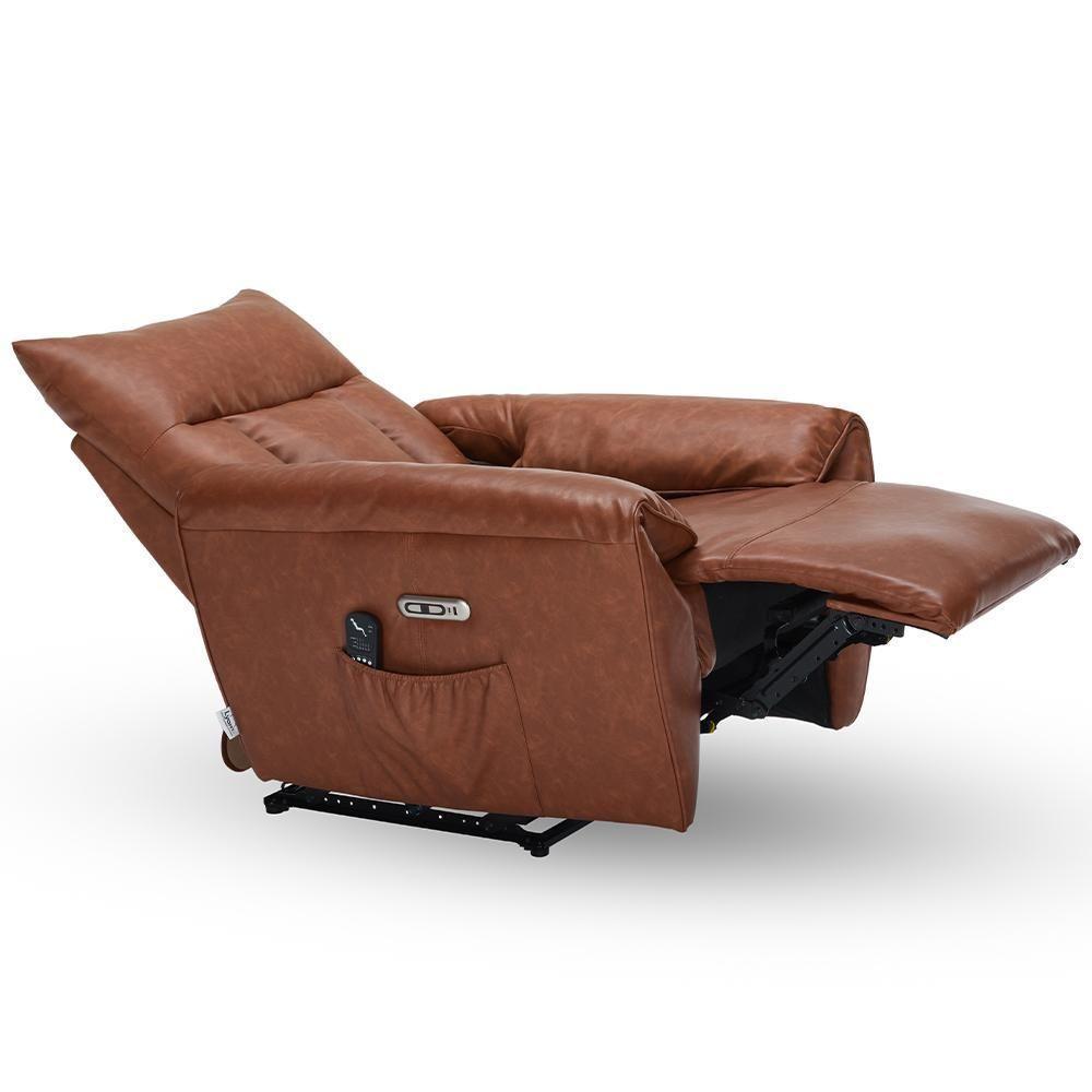 Poltrona Do Papai Reclinável Elétrica Com Massagem E Aquecimento Velutti L07 Couríssimo Marrom - Lyam - 5