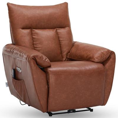 Poltrona Do Papai Reclinável Elétrica Com Massagem E Aquecimento Velutti L07 Couríssimo Marrom - Lyam