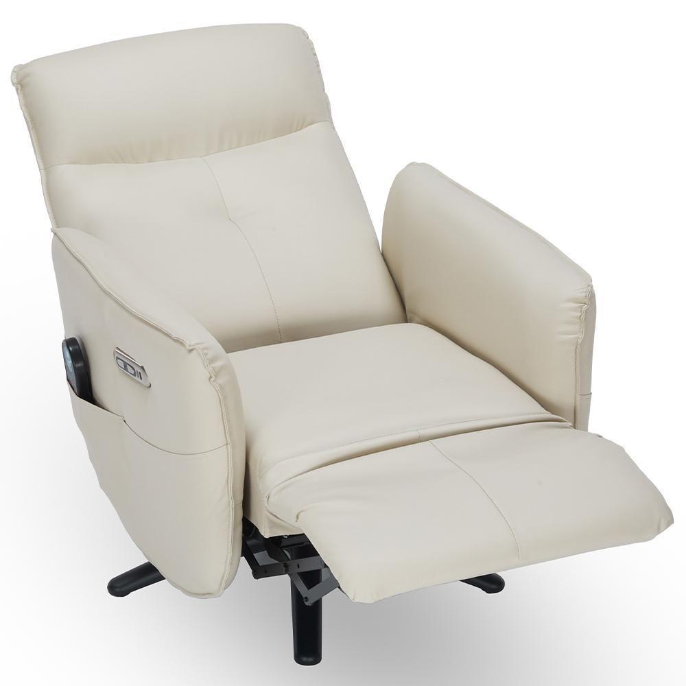 Poltrona De Massagem Reclinável Elétrica Com Aquecimento Bravinni L07 Couríssimo Bege - Lyam Decor - 6