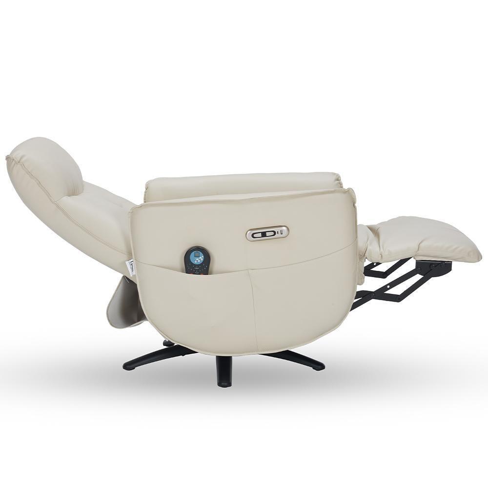 Poltrona De Massagem Reclinável Elétrica Com Aquecimento Bravinni L07 Couríssimo Bege - Lyam Decor - 7