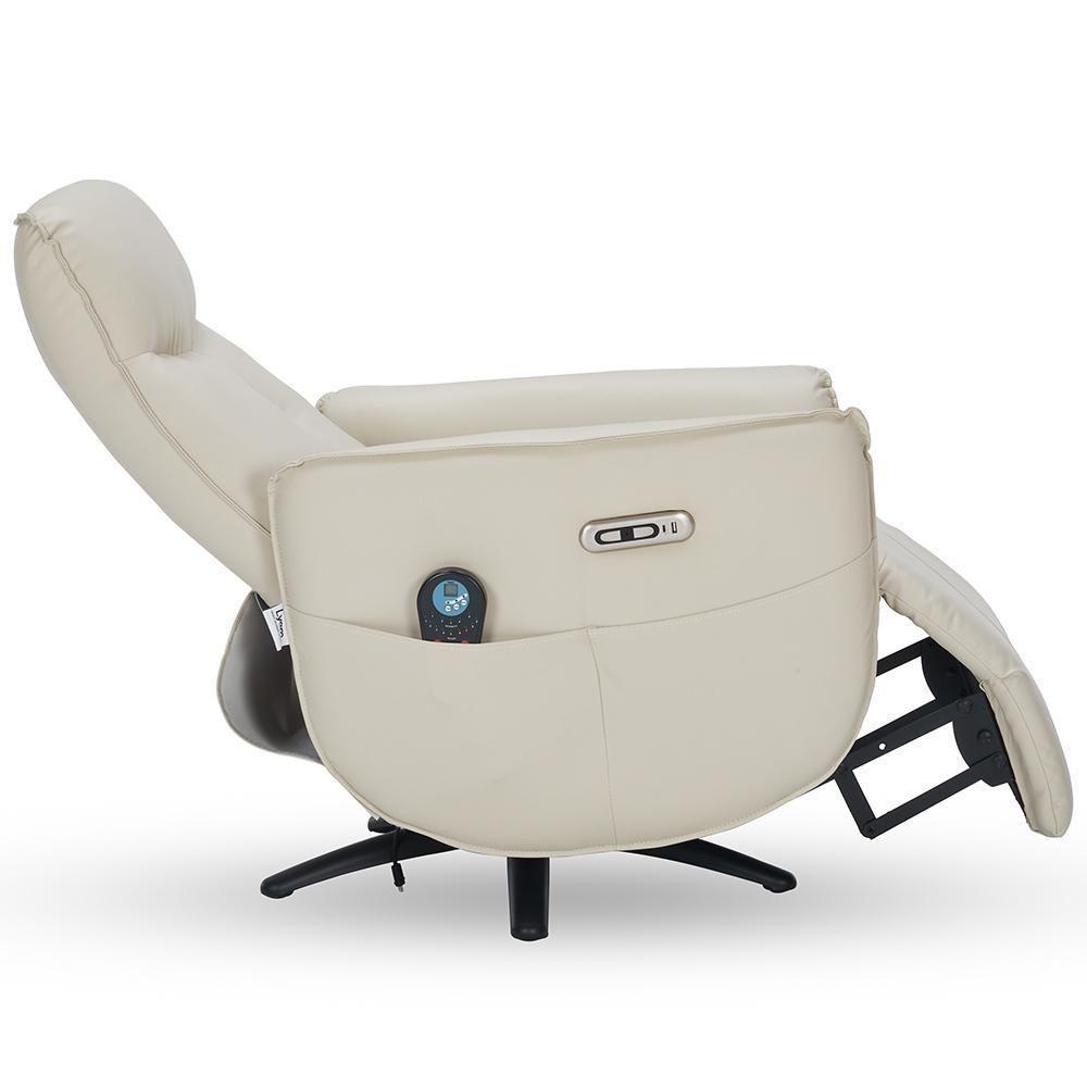 Poltrona De Massagem Reclinável Elétrica Com Aquecimento Bravinni L07 Couríssimo Bege - Lyam Decor - 8