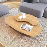 Conjunto Mesa De Centro Orgânica Lake Em Madeira Damasco - 2