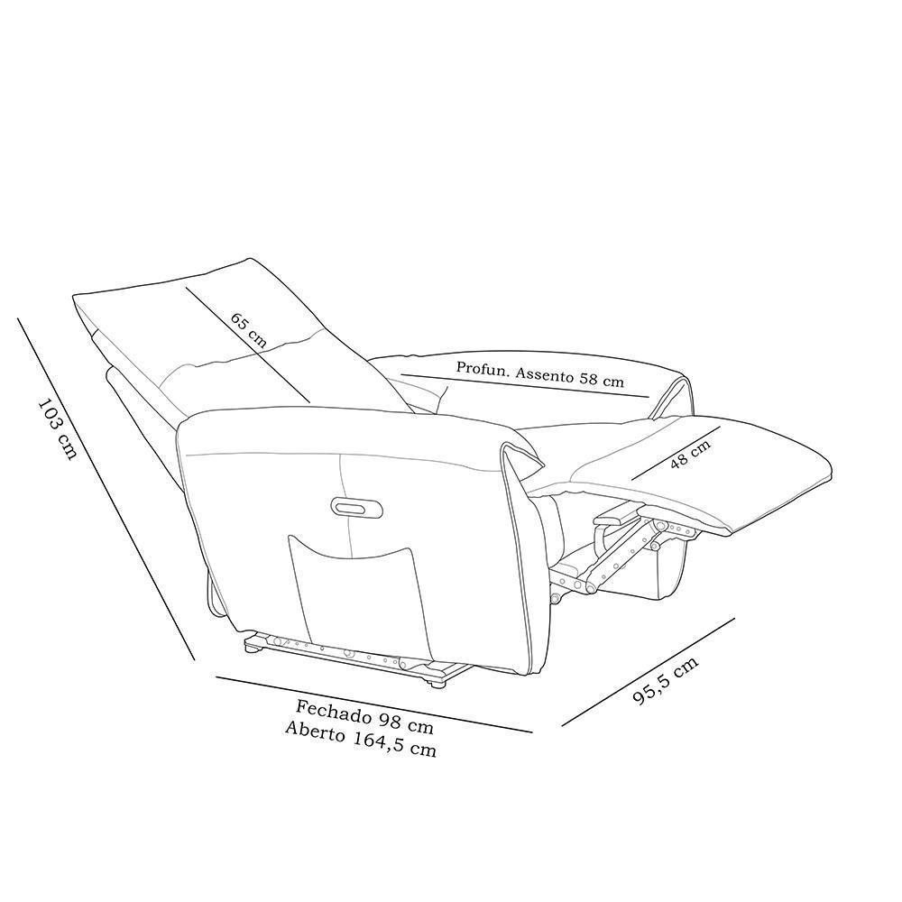 Poltrona Do Papai Reclinável Elétrica Com Massagem E Aquecimento Velutti L07 Couríssimo Bege - Lyam - 5