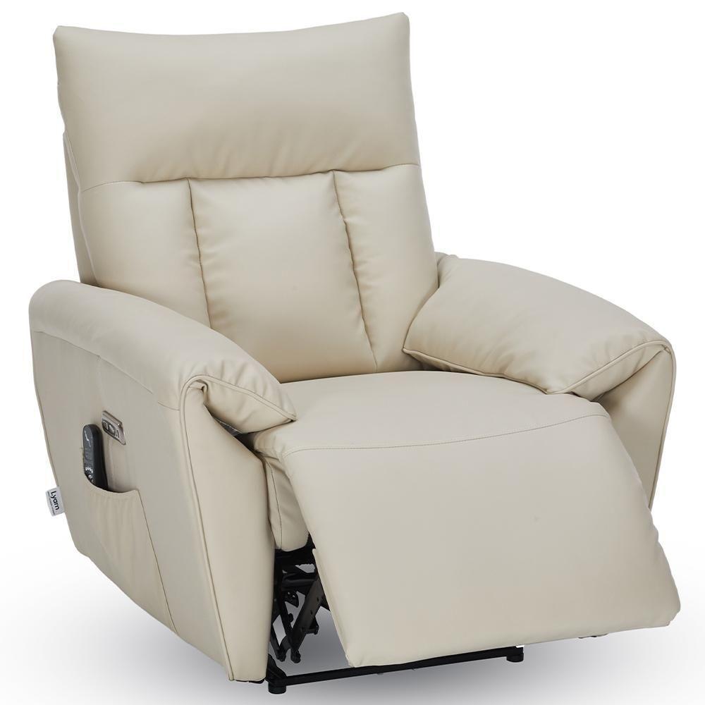 Poltrona Do Papai Reclinável Elétrica Com Massagem E Aquecimento Velutti L07 Couríssimo Bege - Lyam - 7