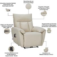 Poltrona Do Papai Reclinável Elétrica Com Massagem E Aquecimento Velutti L07 Couríssimo Bege - Lyam