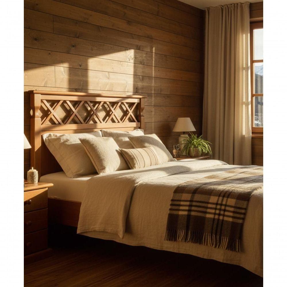 Cama De Casal King Size Benn 1,95 X 2,05 - Madeira Maciça - Móveis De Gramado - Castanho - 2