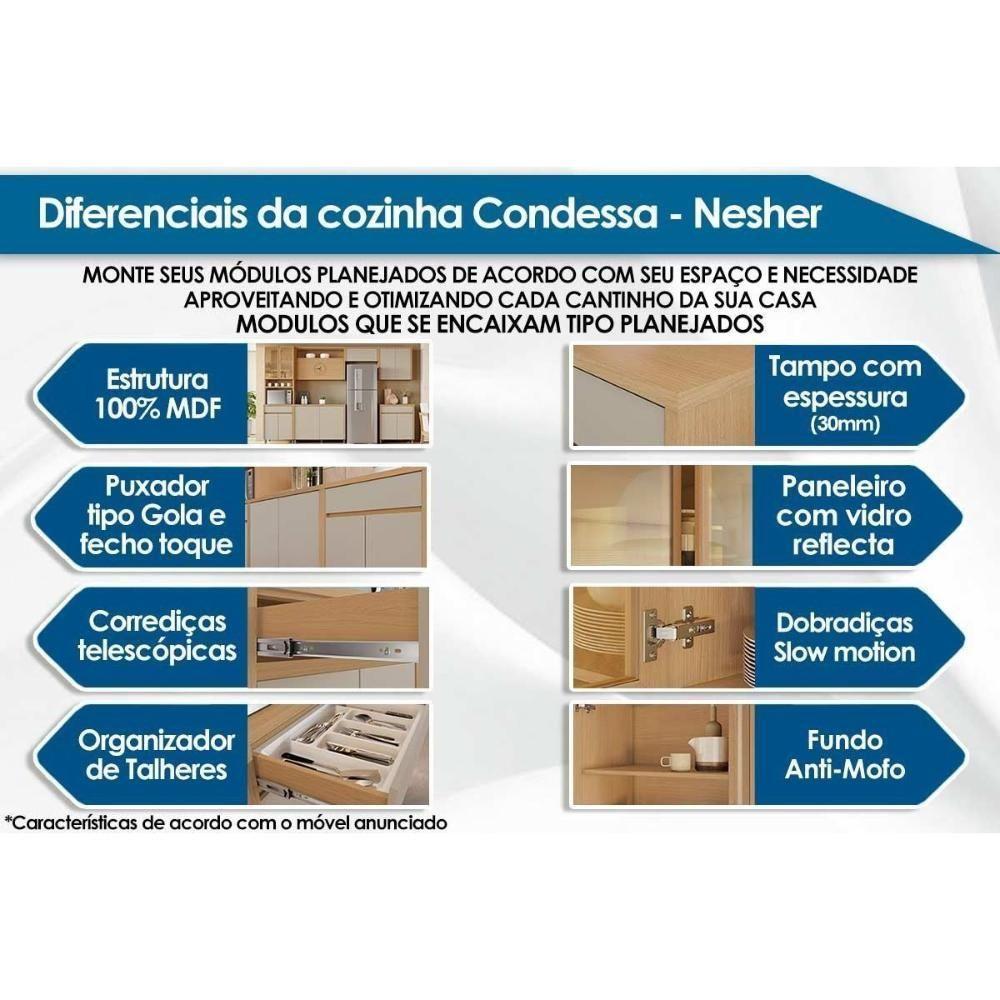 Gabinete De Cozinha Modulado C- Tampo Condessa C- 1 Porta E 3 Gavetas 120cm Carvalho-greice - Nesher - 3