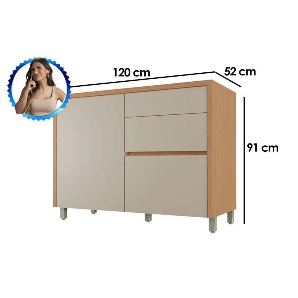 Gabinete De Cozinha Modulado C- Tampo Condessa C- 1 Porta E 3 Gavetas 120cm Carvalho-greice - Nesher - 4