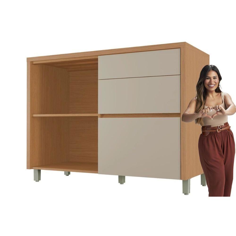 Gabinete De Cozinha Modulado C- Tampo Condessa C- 1 Porta E 3 Gavetas 120cm Carvalho-greice - Nesher - 5