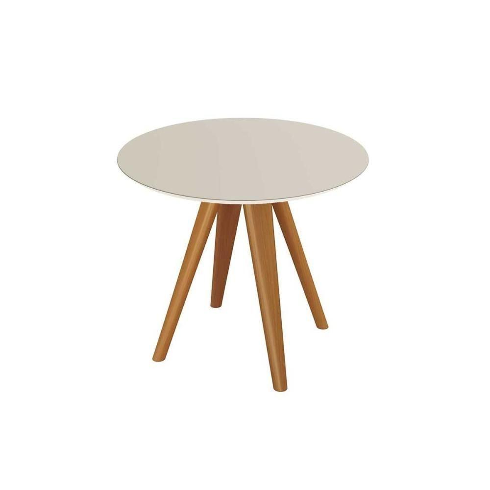 Mesa De Sala Jantar Duna Premium Madeira Maciça C- Tampo Madeirado C- Vidro 120x120cm Carvalho-off White - Kappesberg - 1