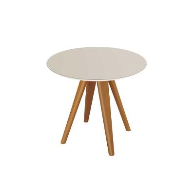 Mesa De Sala Jantar Duna Premium Madeira Maciça C- Tampo Madeirado C- Vidro 120x120cm Carvalho-off White - Kappesberg