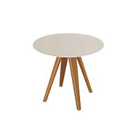 Mesa De Sala Jantar Duna Premium Madeira Maciça C- Tampo Madeirado C- Vidro 120x120cm Carvalho-off White - Kappesberg - 1