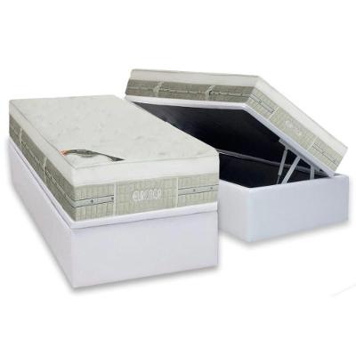 Cama Box Baú Solteiro: Colchão Molas Pocket Ensacadas Castor Summer Winter + Base Crc Courano White (88x188)