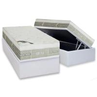 Cama Box Baú Solteiro: Colchão Molas Pocket Ensacadas Castor Summer Winter + Base Crc Courano White (88x188) - 1