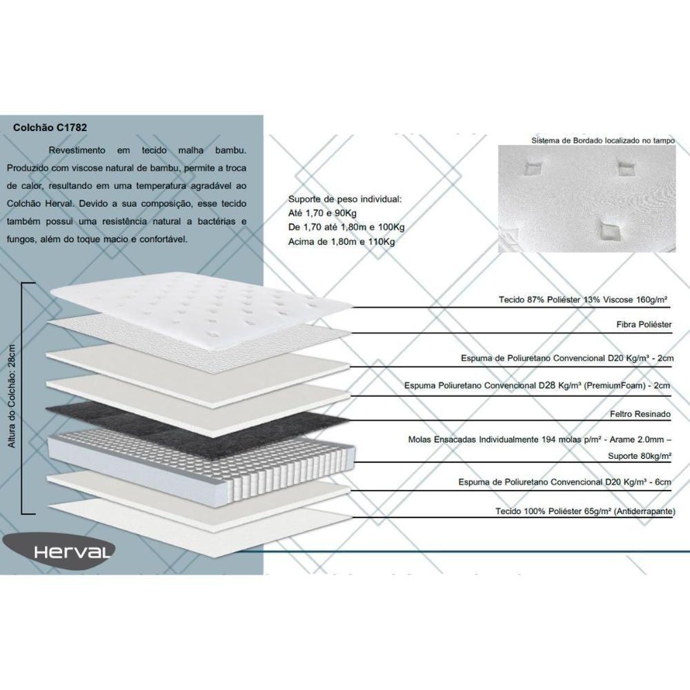 Cama Box Baú King: Colchão Molas Ensacadas Herval C1782 + Base Crc Linhão White (193x203) - 3