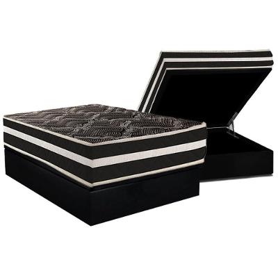 Cama Box Baú Casal: Colchão Anatômico Paropas D28 Ag80 Master Black Double Face + Base Crc Suede Black (138x188)