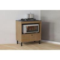 Balcão De Cozinha P- Cooktop C- Tampo Bl3315 C- 1 Porta E 1 Nicho 75cm Amêndoa-marmore Lunar - Tecno Mobili - 1