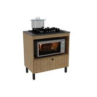 Balcão De Cozinha P- Cooktop C- Tampo Bl3315 C- 1 Porta E 1 Nicho 75cm Amêndoa-marmore Lunar - Tecno Mobili