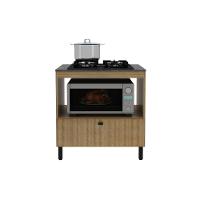 Balcão De Cozinha P- Cooktop C- Tampo Bl3315 C- 1 Porta E 1 Nicho 75cm Amêndoa-marmore Lunar - Tecno Mobili - 5