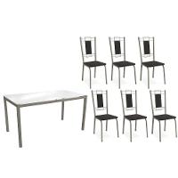 Conjunto: Mesa Sala Jantar Reno C- Tampo De Vidro 150cm E 4 Cadeiras Florença Niquel - Courano Preto - Kappesberg - 1