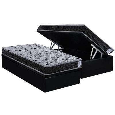 Cama Box Baú Solteiro: Colchão Ortopédico Herval Ag65 Vitre + Base Crc Suede Black (88x188)
