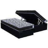 Cama Box Baú Solteiro: Colchão Ortopédico Herval Ag65 Vitre + Base Crc Suede Black (88x188) - 1