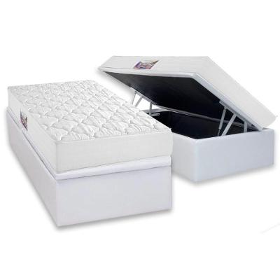 Cama Box Baú Solteiro: Colchão Espuma D45 Herval New Top + Base Crc Linhão White (88x188)
